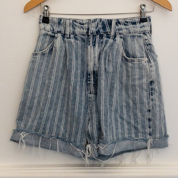 Free People Pants - Free People We The Free Striped Denim Cutoff Shorts Size 26 High Rise